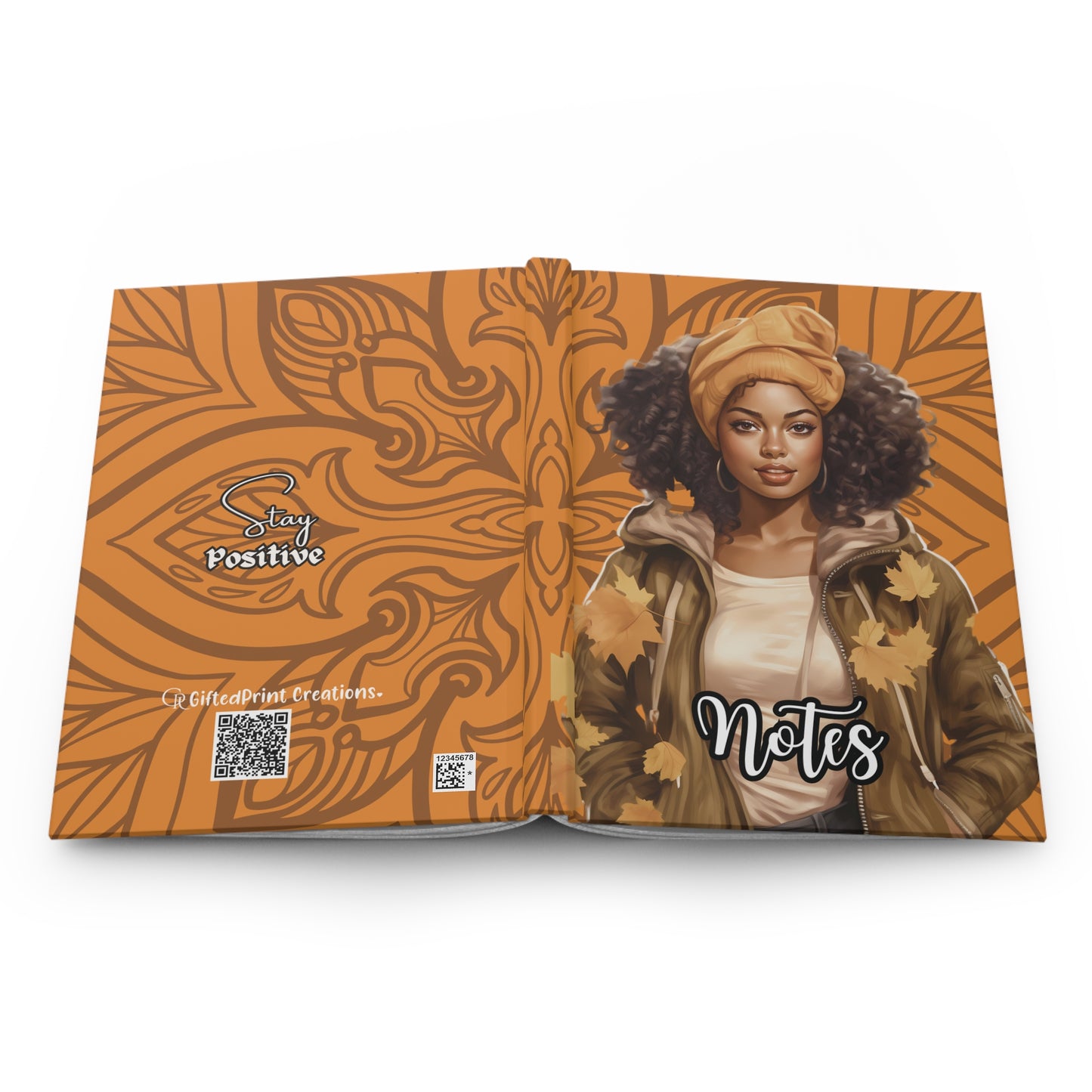 Trendy Hardcover Journal with Inspirational Notes, Motivational Gift for Writers, Students, Artists, Fall Vibes Notebook.
