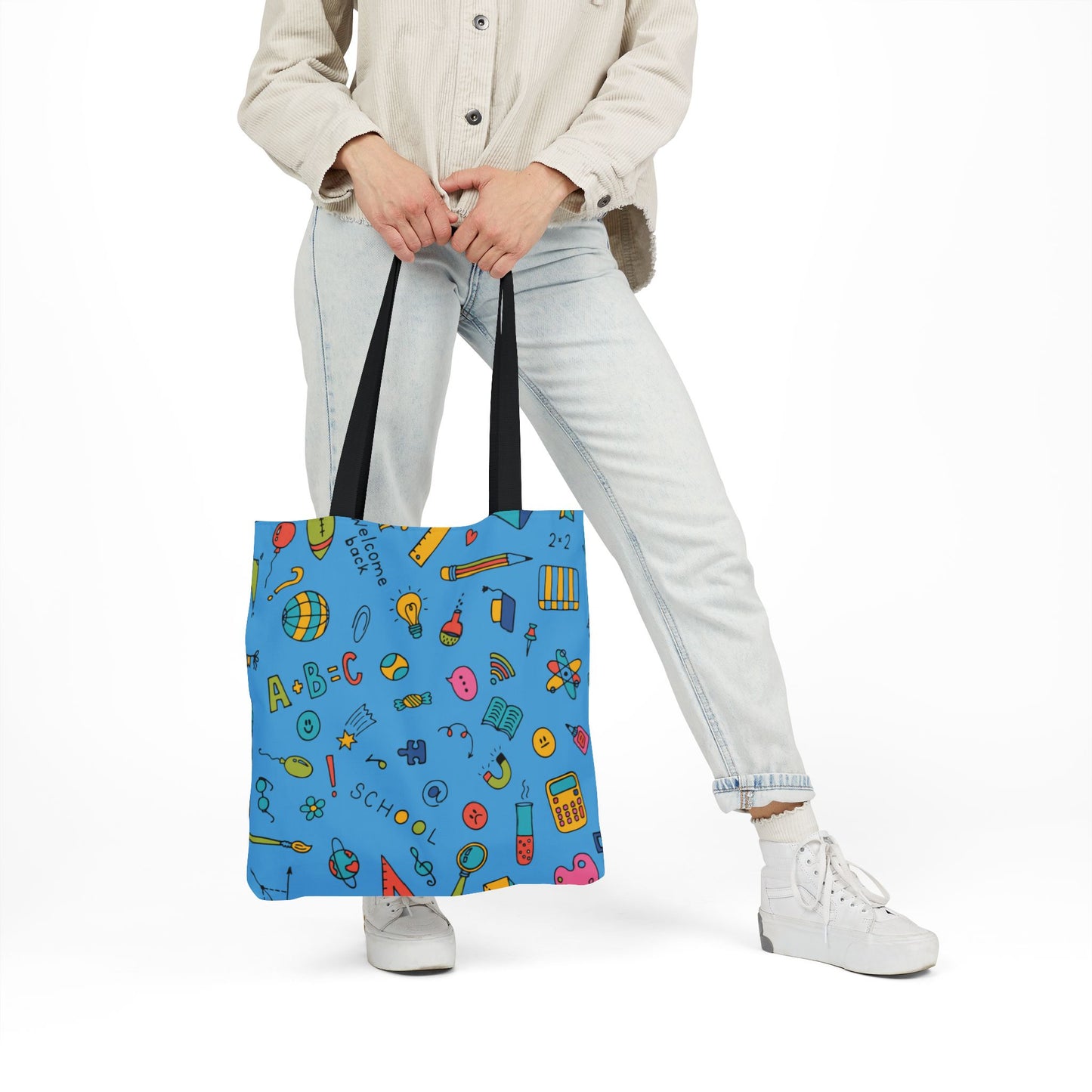 Personalized Classroom Couture Composition Book Inspired Canvas Tote Bag with Colorful Straps, Cute School Bag, Eco-Friendly Tote, Back to School Shopping Bag, Teacher Gift Idea