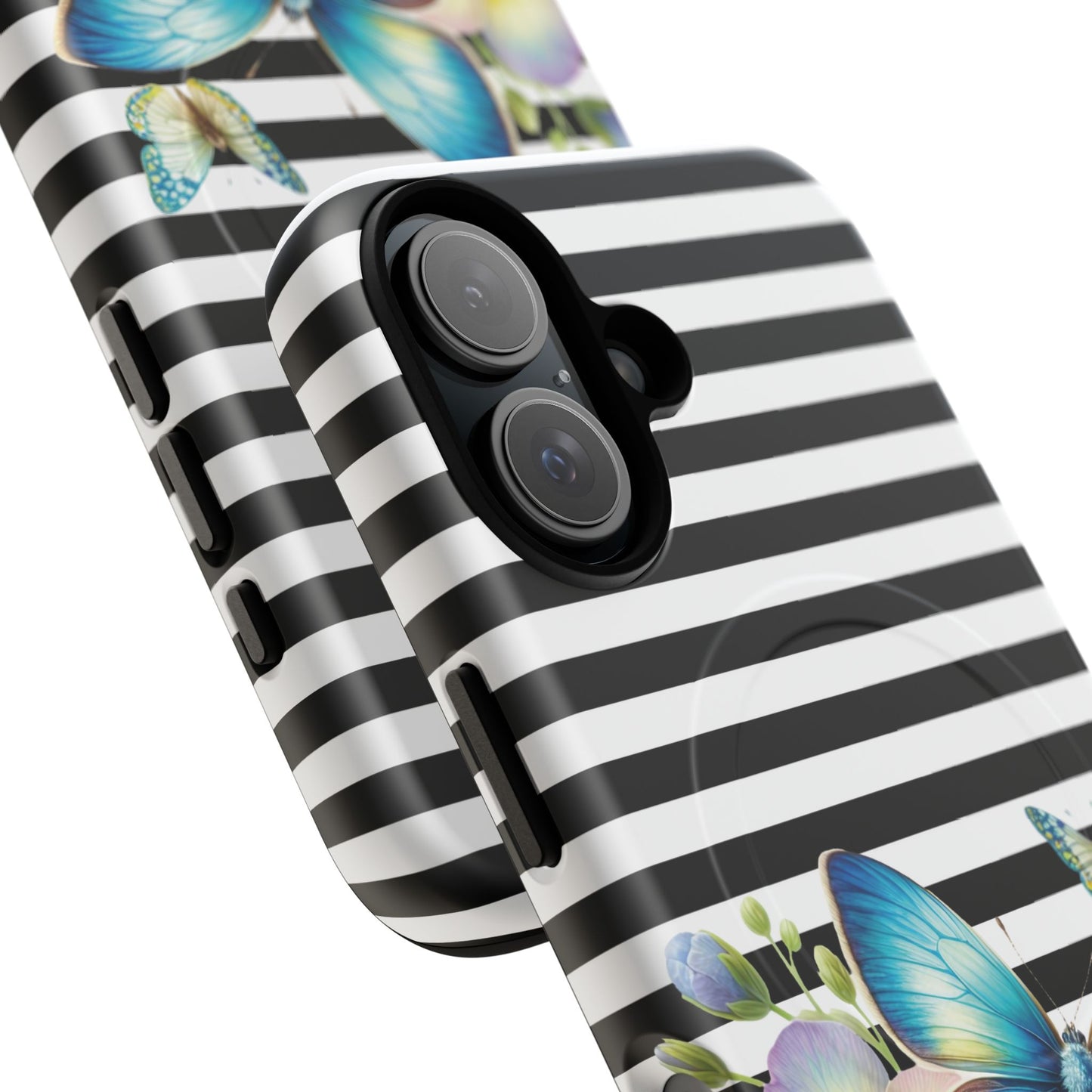 Pansy Parade Tough iPhone Magnetic Cases, Floral Tough Case, Striped iPhone Magnetic Cover, Phone Accessory, Gift for Nature Lovers