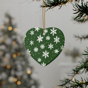 Green Snowflake Elegance Ceramic Ornaments (1pcs, 5pcs, 10pcs, 20pcs)