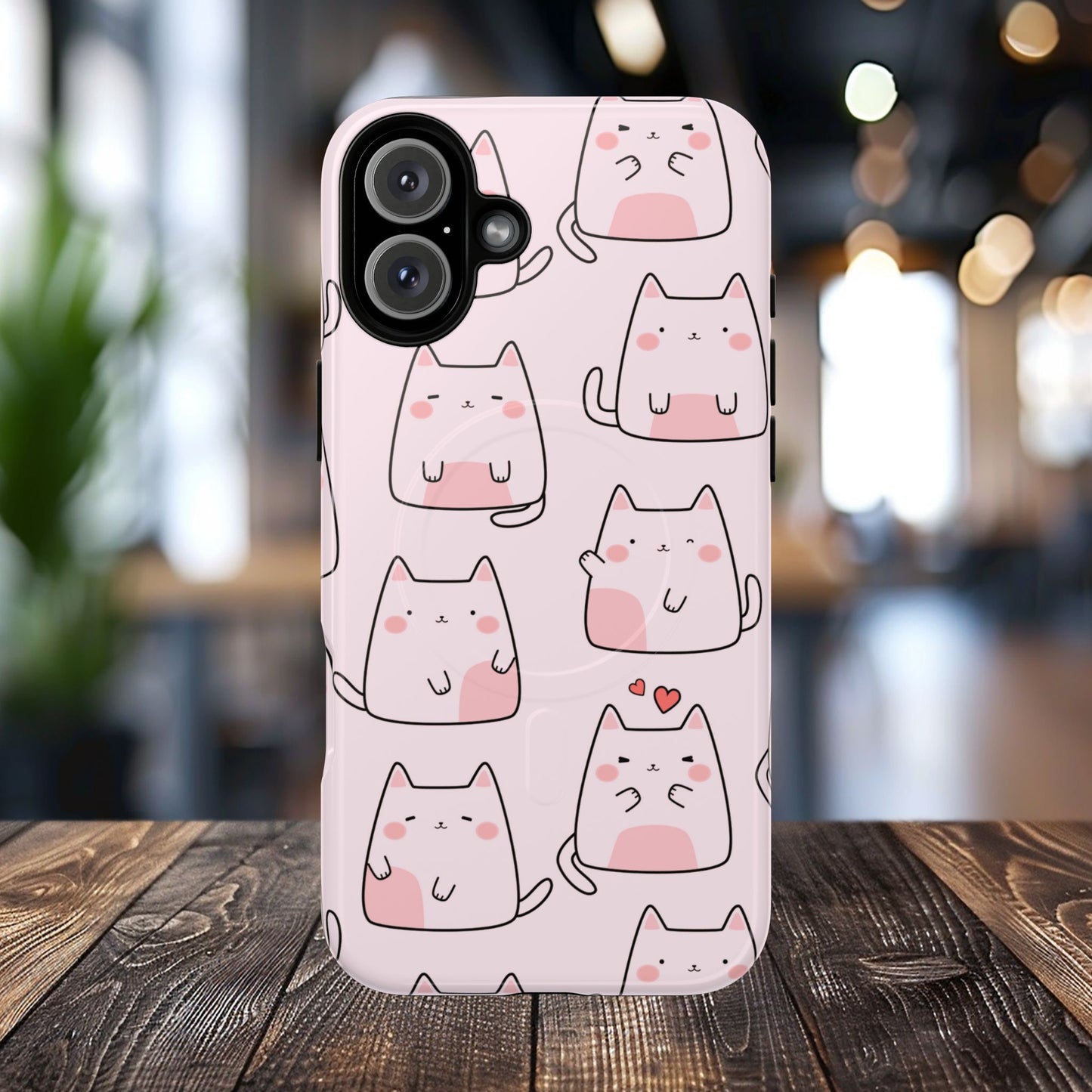 Cute Cat Magnetic iPhone Case, Tough iPhone Cover, Cat Lover Gift, Kawaii Style Case, Pet-Themed Gift