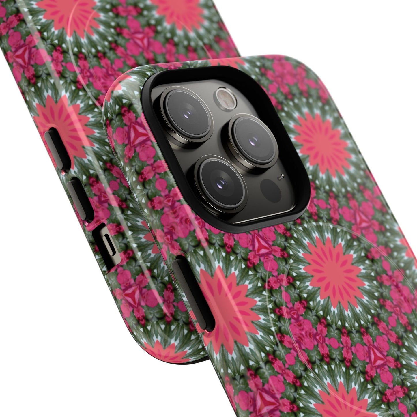 Floral KaleidoBloom iPhone Case, Tough Magnetic Cases, Floral iPhone Cover, Stylish Tech Accessory, Durable Design, Vibrant Gift Idea