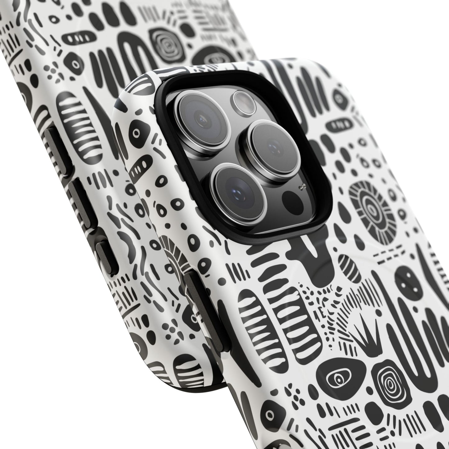 Abstract Monochrome Tough Magnetic iPhone Cases, Stylish Phone Cover, Durable Phone Protector, Modern Tech Accessories, Unique Gift Ideas