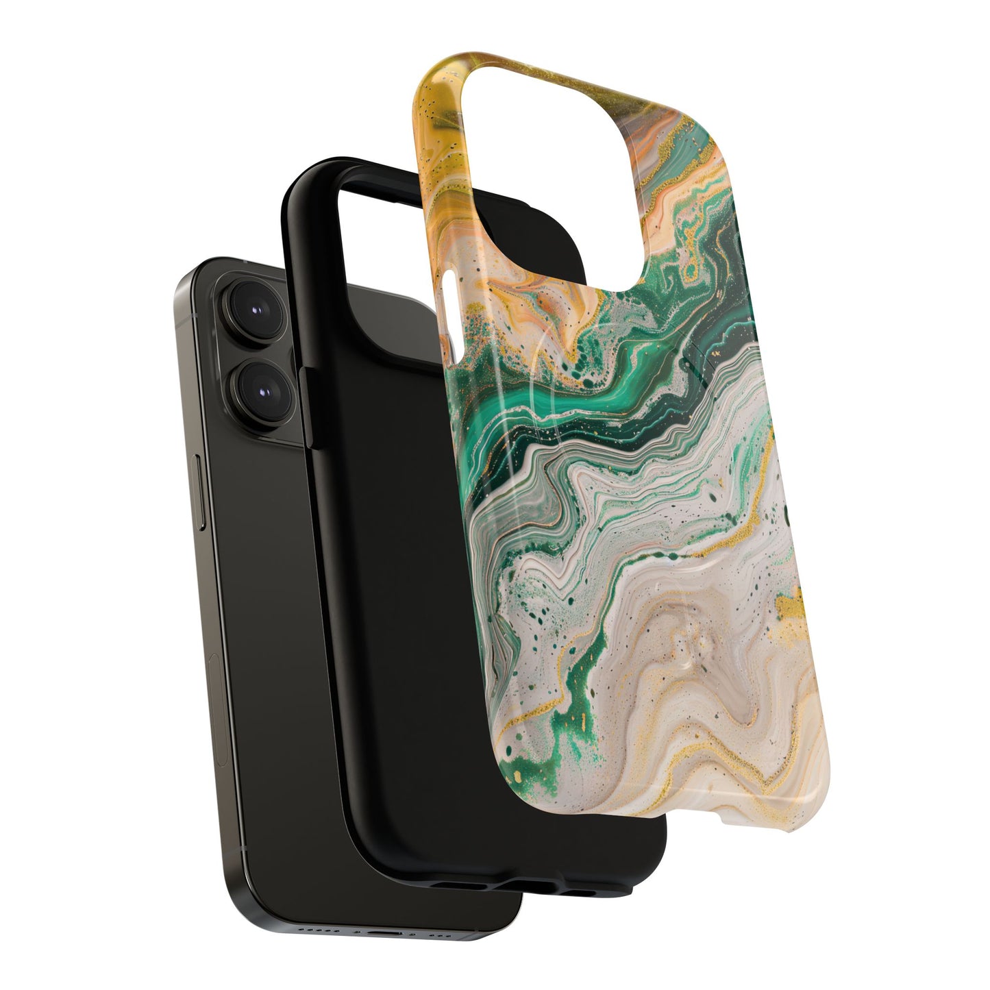 Magnetic iPhone Cases with Green Marble Design, Tough Magnetic Cases, iPhone Accessories, Gift for Her, Trendy iPhone Cover