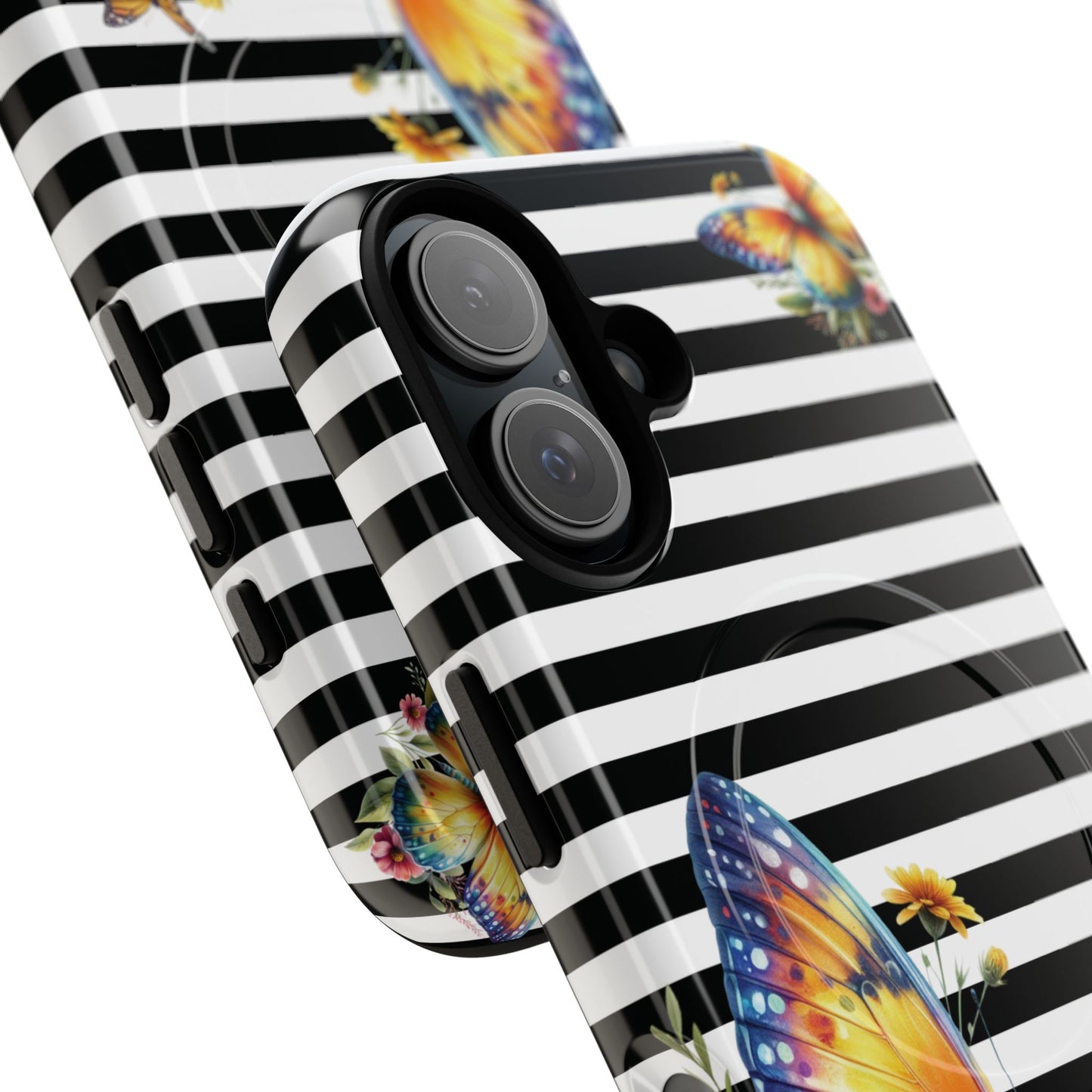 Botanic Flight Tough iPhone Magnetic Cases, Floral iPhone Cover, Stylish Tech Accessory, Gift for Nature Lovers, Butterfly Design, Unique Phone Protector