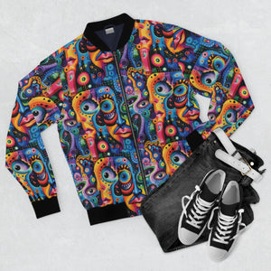 Psychedelic Visions Vibrant Art Bomber Jacket for Creative Souls.