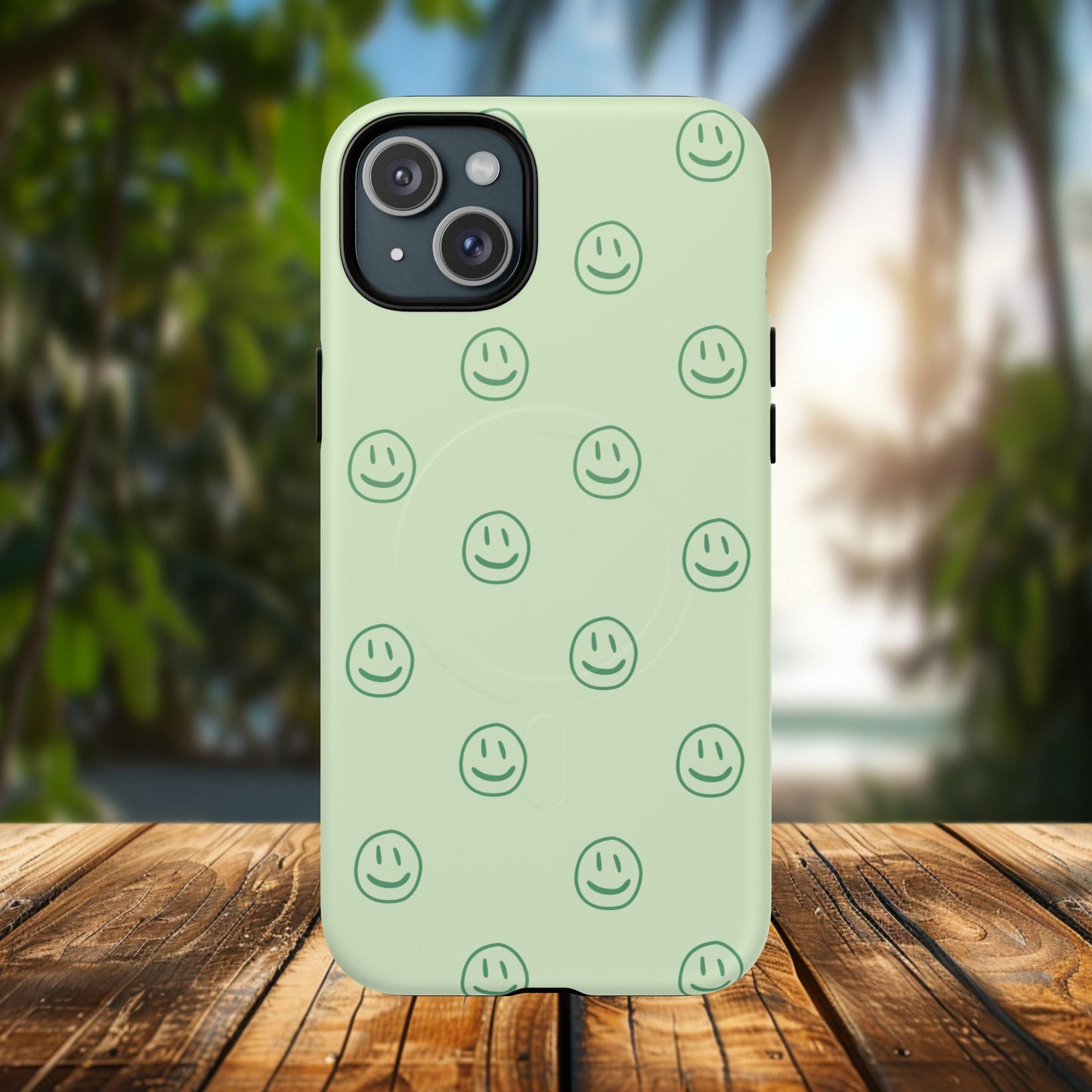 Green Smiley Face Magnetic iPhone Case
