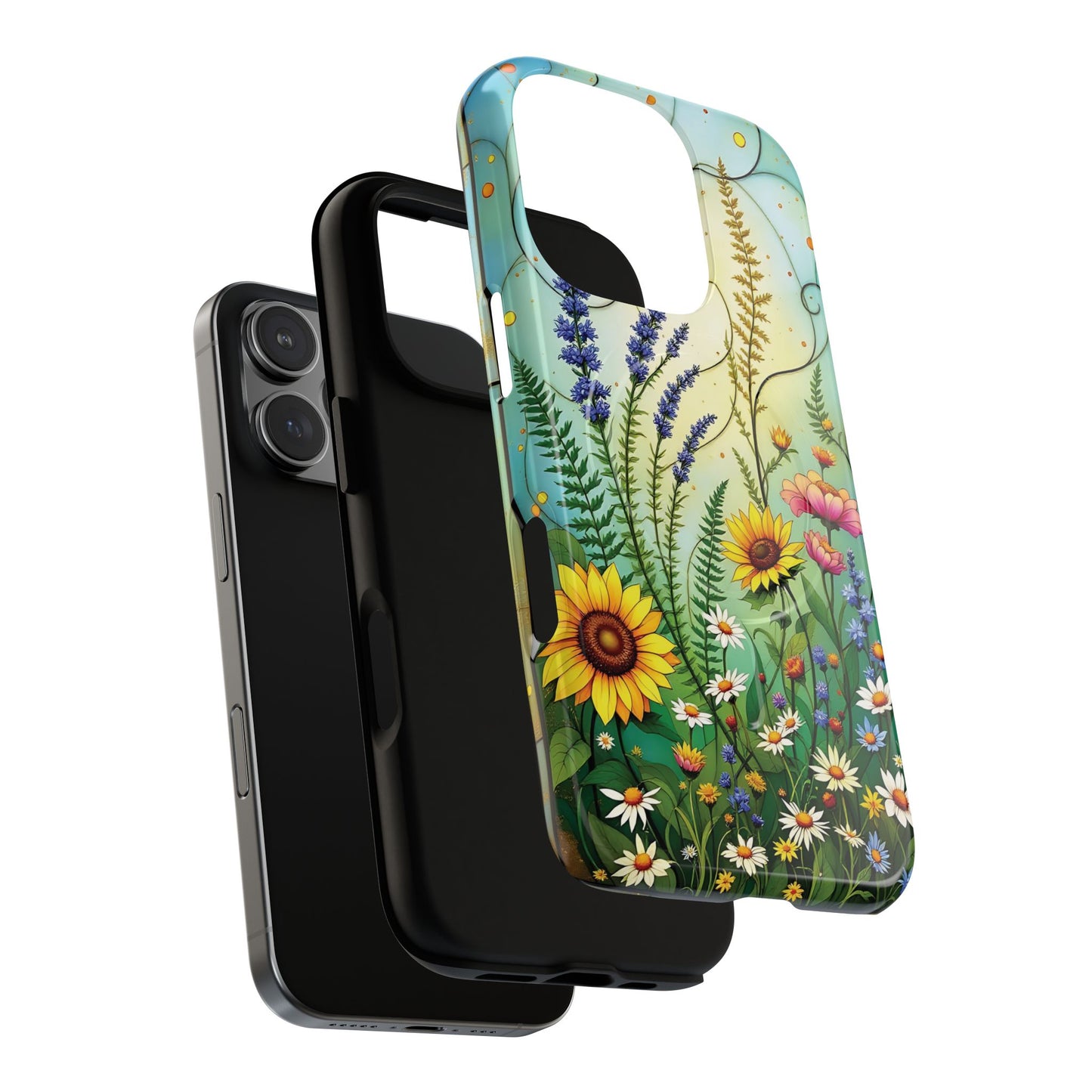 Floral Stained Harmony Glass Tough Magnetic Phone Case | Nature Inspired Design | Durable Protection | Gift for Nature Lovers | Spring Vibe