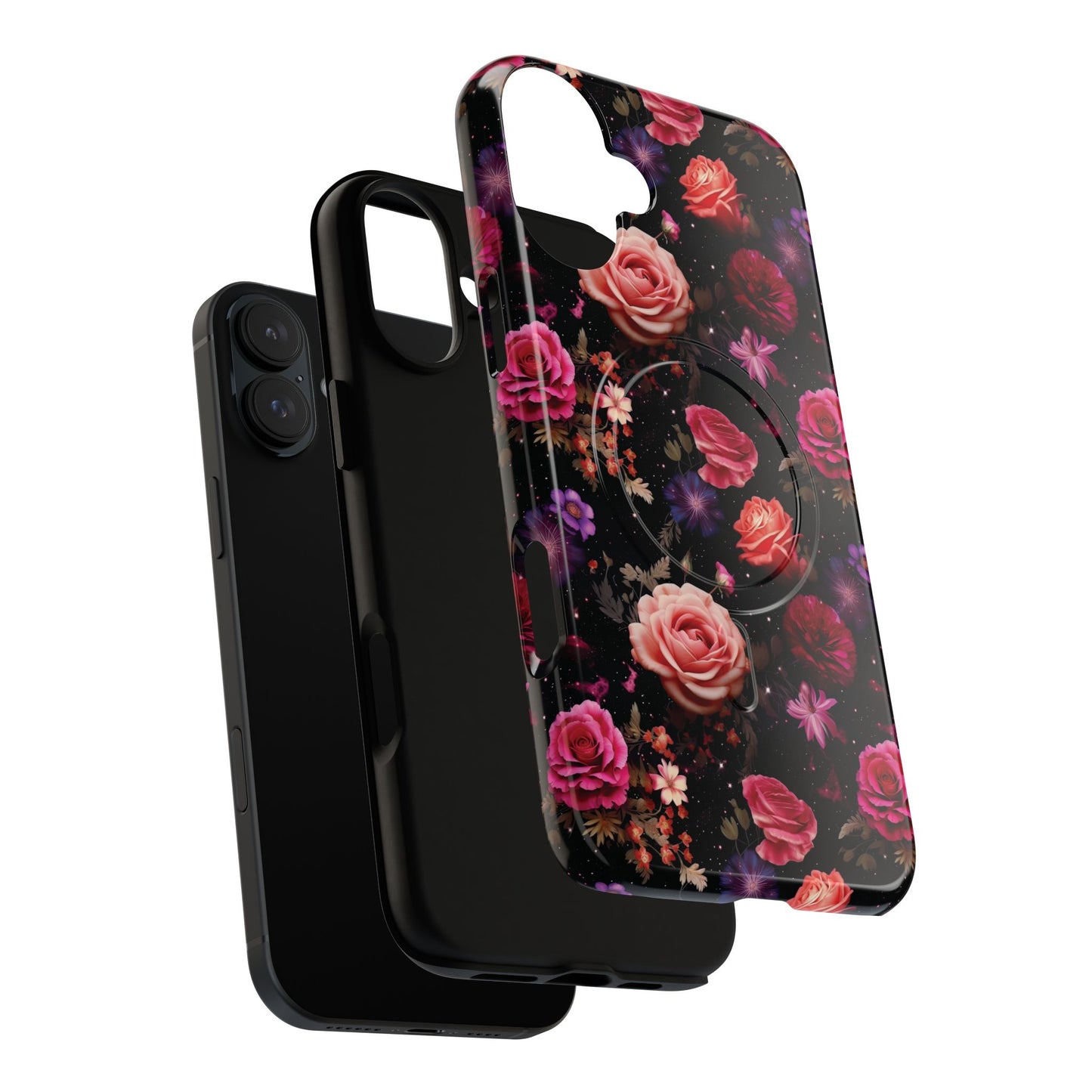 Starry Rose Garden Tough Magnetic Phone Case, Stylish Phone Cover, Gift for Her, Elegant Floral Design, Durable Phone Accessories