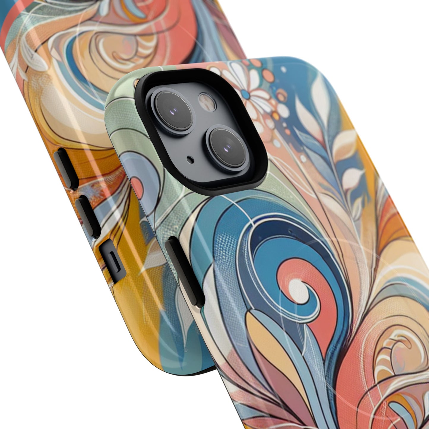 Personalized Sunset Garden Whirl Tough iPhone Magnetic Case for iPhone, Artistic Phone Cover, Durable Protection, Gifts for Her, Unique Style