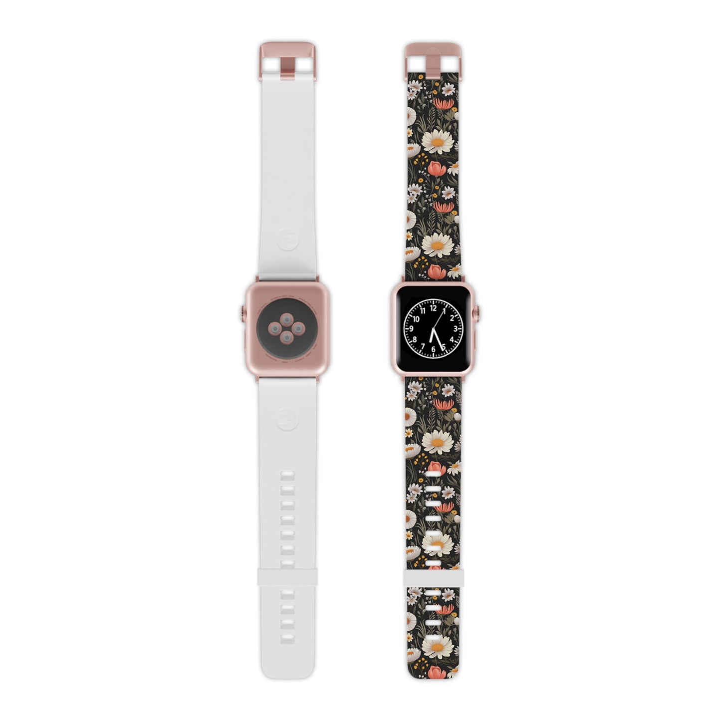 Blossom Elegance: Noir Garden Floral Pattern Apple Watch Band - Stylish & Comfortable