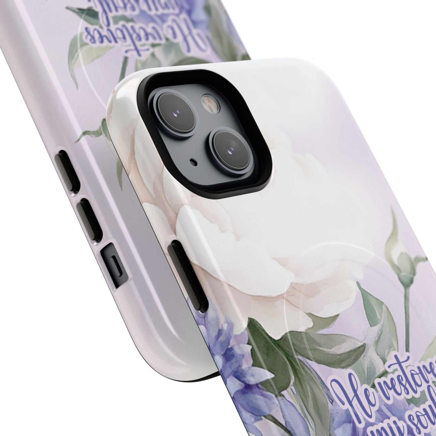 He Restores My Soul Tough iPhone Magnetic Cases, Christian Gift, MagSafe® iPhone® Tough Case, iPhone 13, 14, iPhone 15, iPhone 16, 17, Pro, Pro Max, Plus
