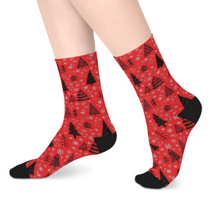 Winter Wonderland Red Mid-Length Socks