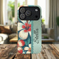 Personalized Tropical Floral Phone Case – Stylish Tough Magnetic Cases for iPhone, Customizable with Names, Perfect Gift for Nature Lovers