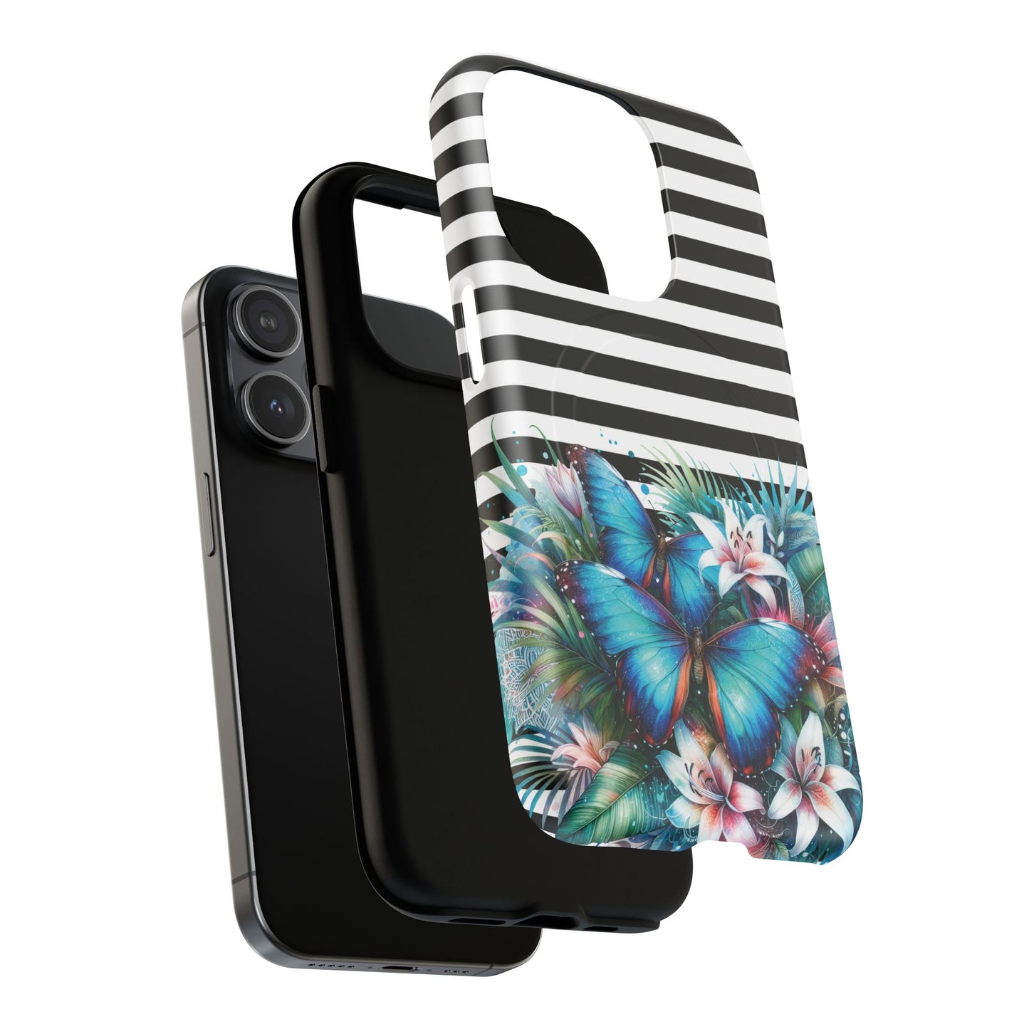 Wings of Wonder Tough iPhone Magnetic Case, Stylish Protection, Durable iPhone Cover, Butterfly Design Gift, Floral Case,Trendy Tech Accessory.