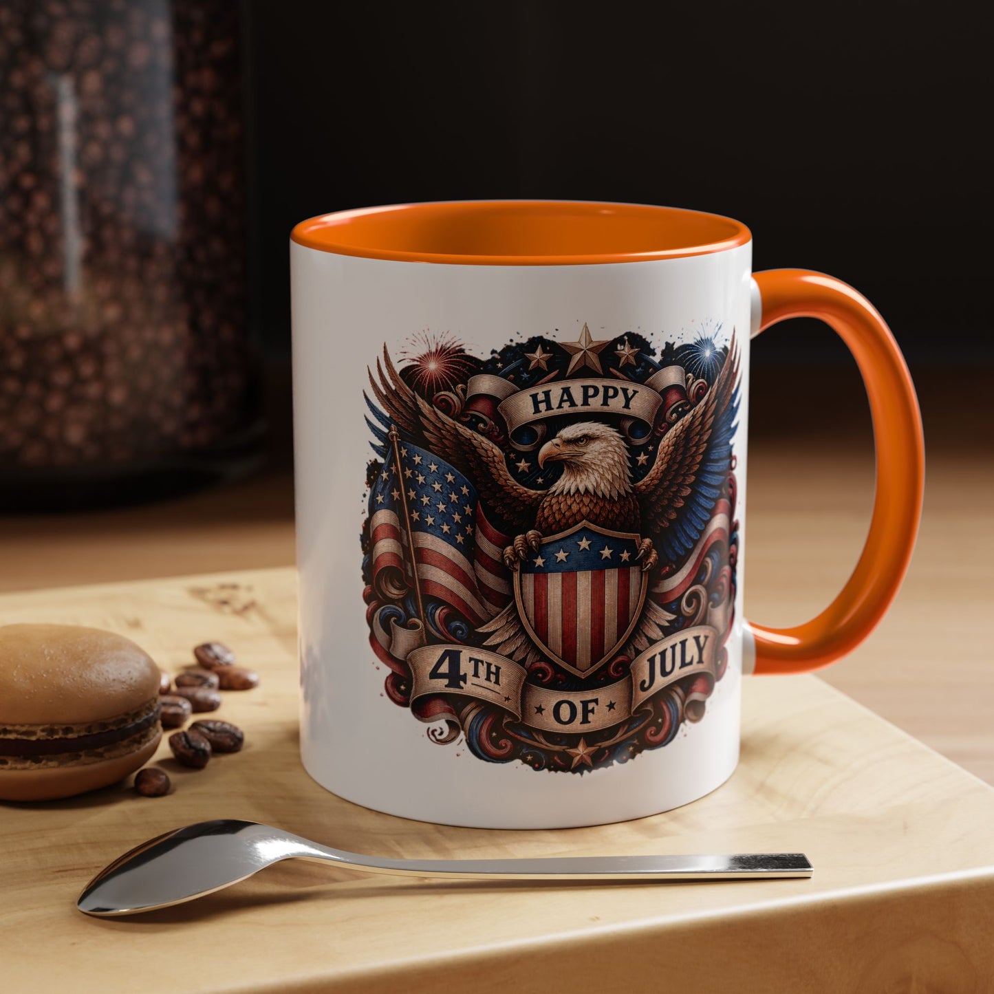 4th of July Eagle Coffee Mug — Patriotic American Flag Accent Mug (11/15oz)