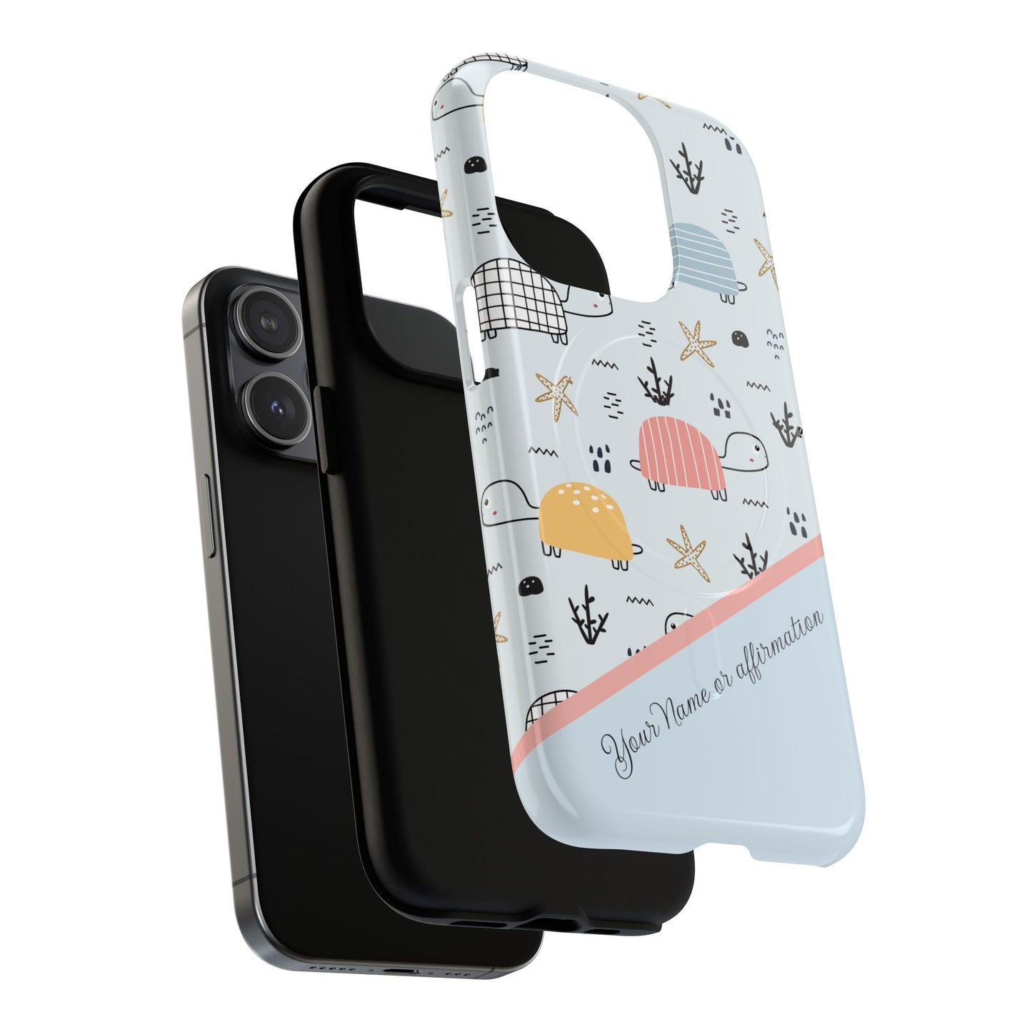 Personalized Cute Turtle Tough Magnetic MagSafe® Cell Cover, Ocean Theme Case, Sea Life Gift for Beach Lovers, iPhone® 13, 14, iPhone 15, iPhone 16, iPhone 17, Pro, Pro Max, Plus Cases.