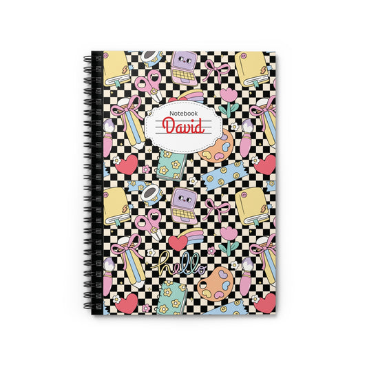 Personalized Black Doodle Daydream Composition Book Inspired Playful ABC Spiral Notebook - Perfect for School, Journaling, Kids, Teachers, Back to School Gifts