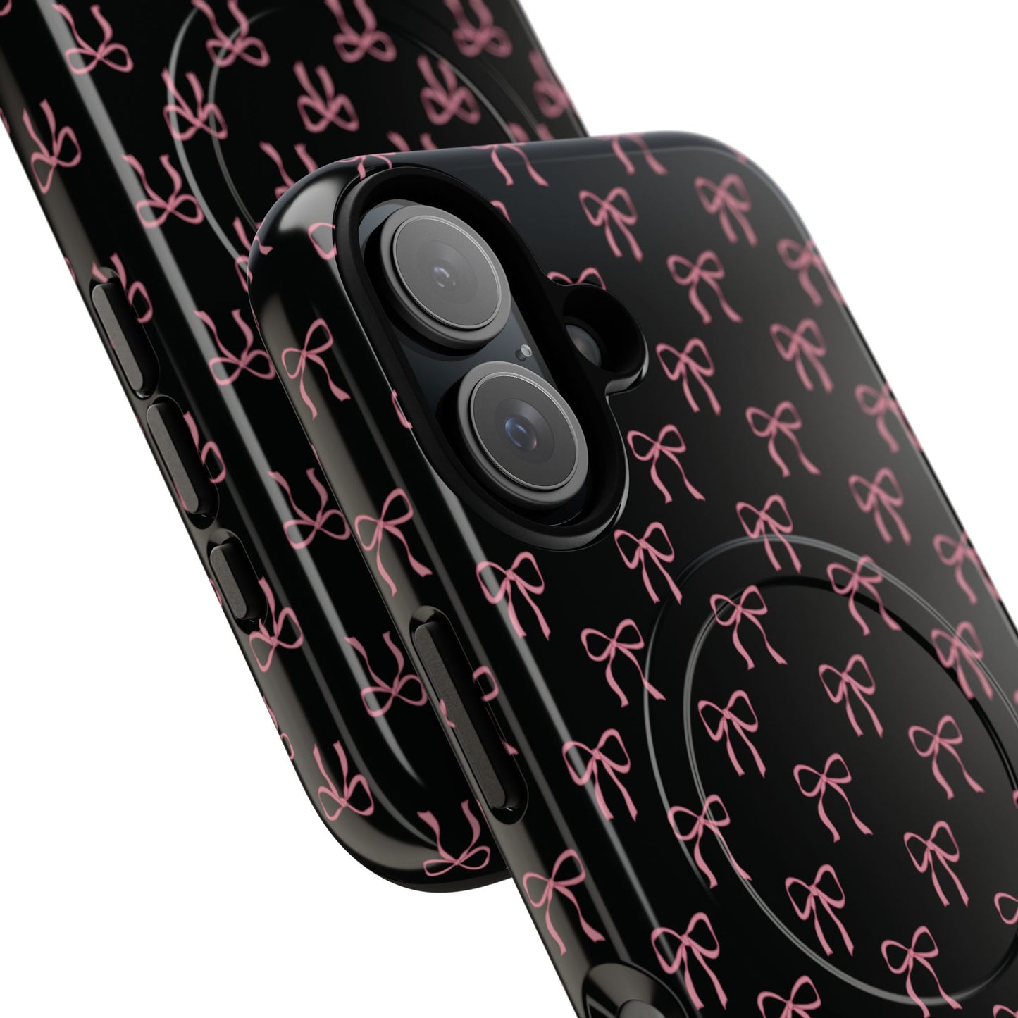 Coquette Chic Bow-Patterned Tough Magnetic iPhone Case, Stylish Gift for Her, Protective iPhone Cover, Trendy Accessory, iPhone Birthday Gift, Fashionable Tech