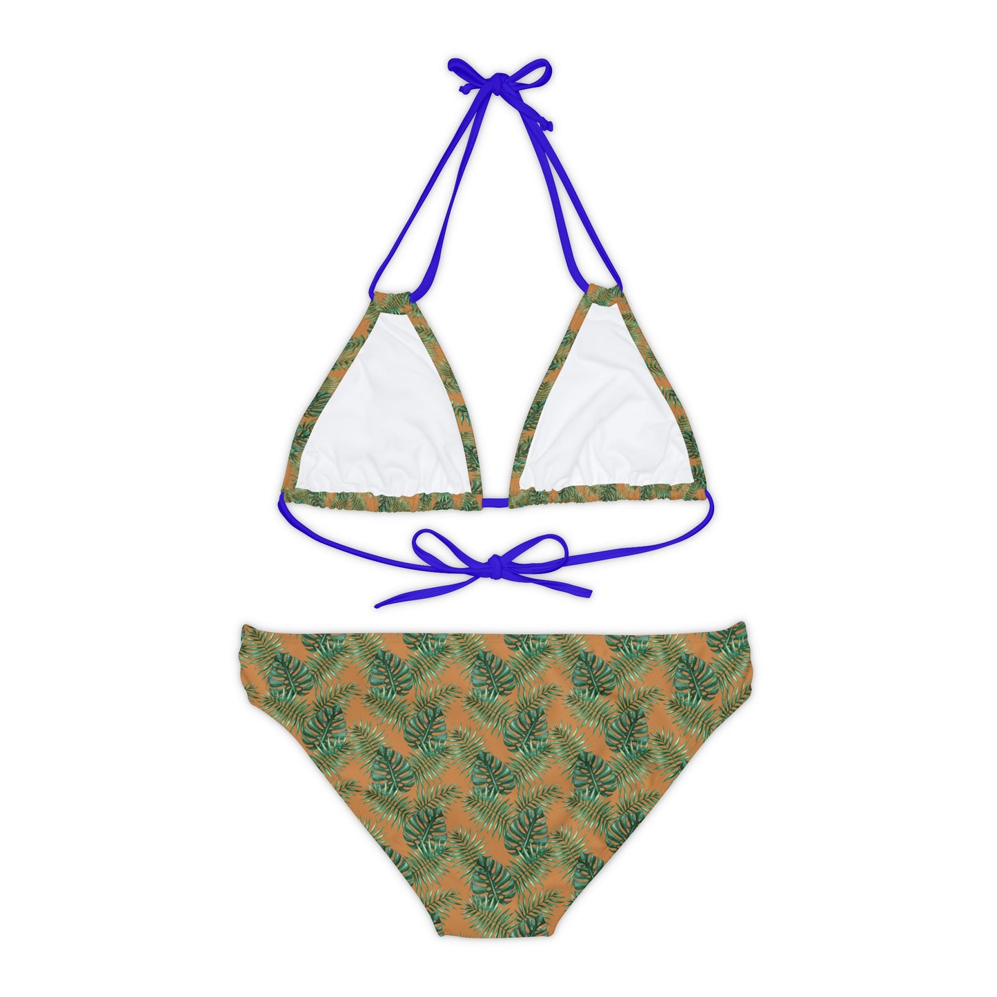 Brown Tropical Bliss Strappy Bikini Set (AOP)