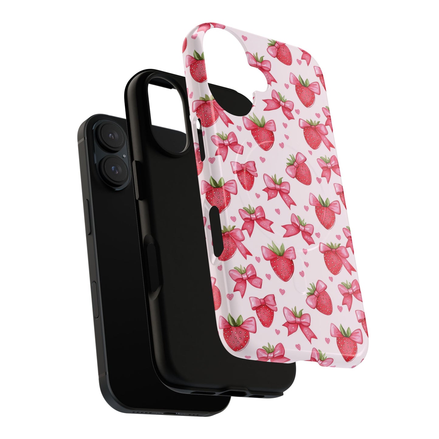 Strawberry Coquette Sweetheart Magnetic iPhone Case, Cute iPhone Cover, Gift for Her, Floral Tech Accessory, Stylish Protection, Mother's Day Gift