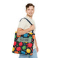 All-Over Apple Print Personalized Tote Bag — Durable Everyday Carry (3 Sizes, 5 Handle Colors)