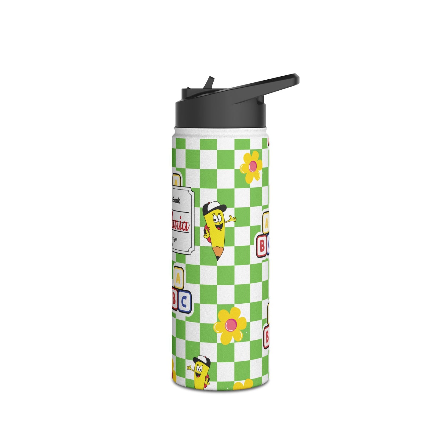 Personalized Green Schoolyard Chic Inspired Stainless Steel Water Bottle for Kids, Eco-Friendly Drinkware, Back to School, Teacher Gifts