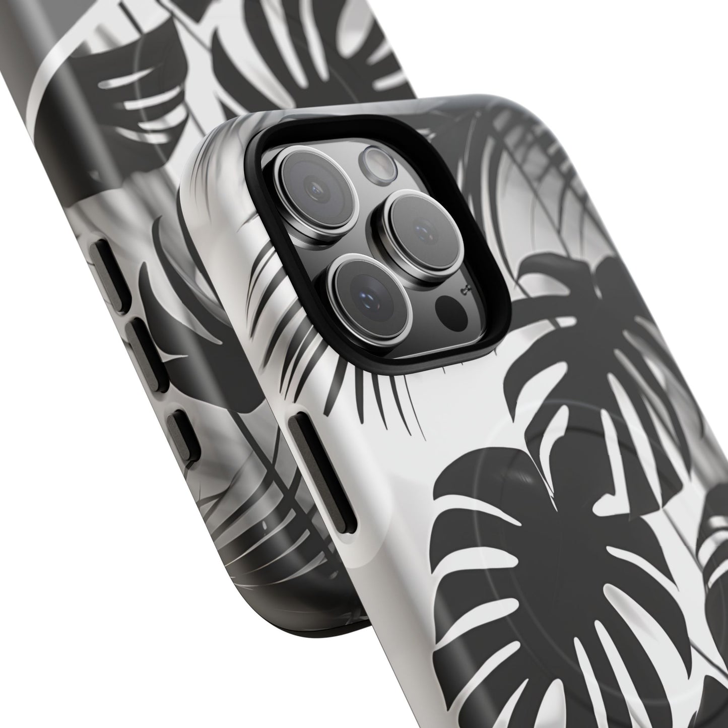 Personalized Monochrome Monstera Tropical Phone Case - Tough Magnetic MagSafe® Cases, Gifts for Nature Lovers, Stylish Phone Accessories, Gifts for Her.