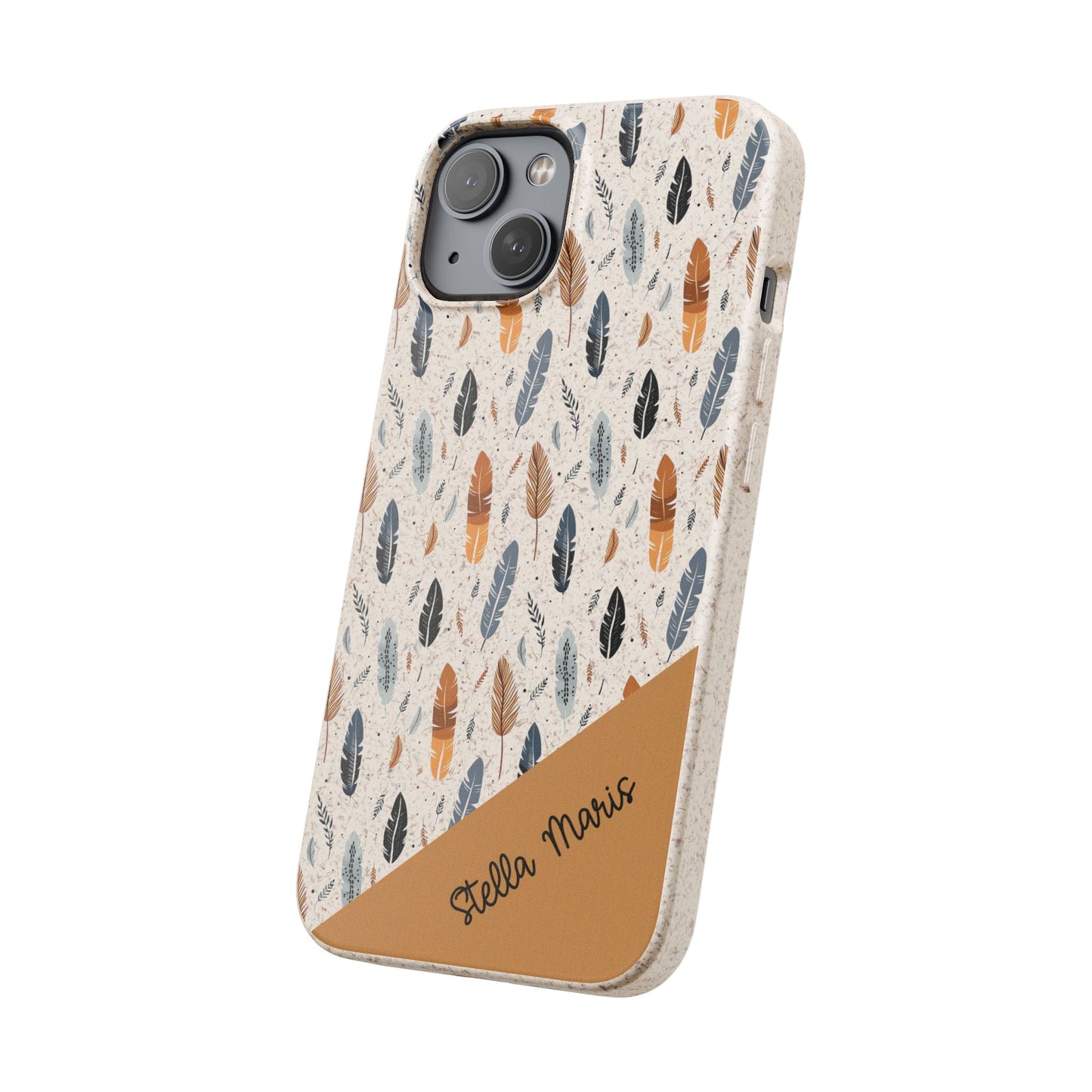 Personalized Whispering Feathers Samsung and iPhone Biodegradable Case, Custom Name Case.