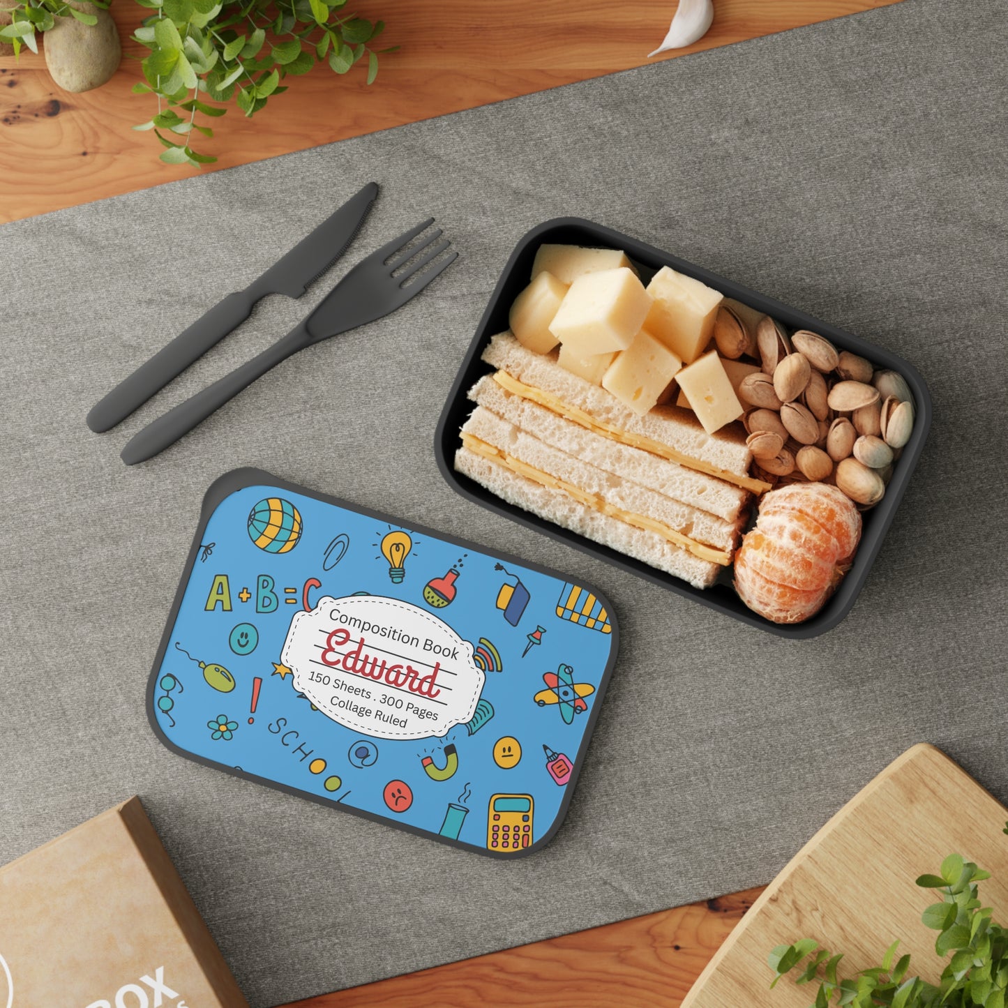 Personalized Classroom Couture Composition Book Inspired Bento Box, Fun Lunch Container, School Lunch, Meal Prep, Kids' Utensils, Back to School, Child's Lunchbox