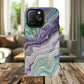 Stylish Purple Acrylic Tough Magnetic iPhone Cases, Unique Protective Cases for iPhone, Colorful Marble Design, Great Gift for iPhone Lovers