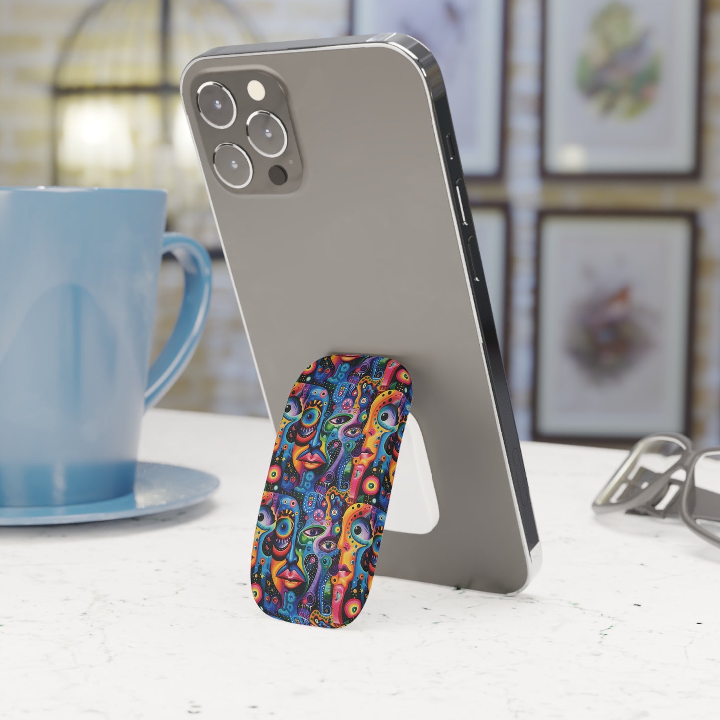 Psychedelic Visions Colorful Artistic Phone Grip - Abstract Face Design