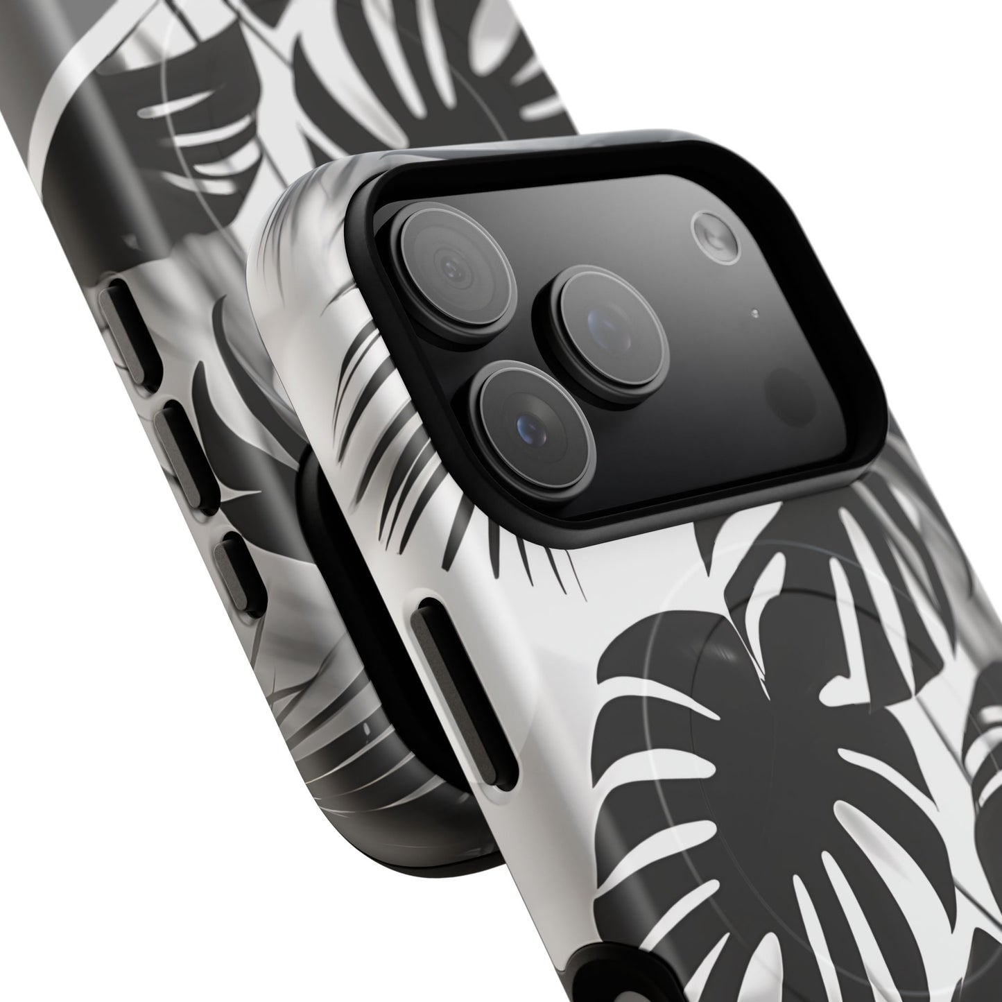 Personalized Monochrome Monstera Tropical Phone Case - Tough Magnetic MagSafe® Cases, Gifts for Nature Lovers, Stylish Phone Accessories, Gifts for Her.