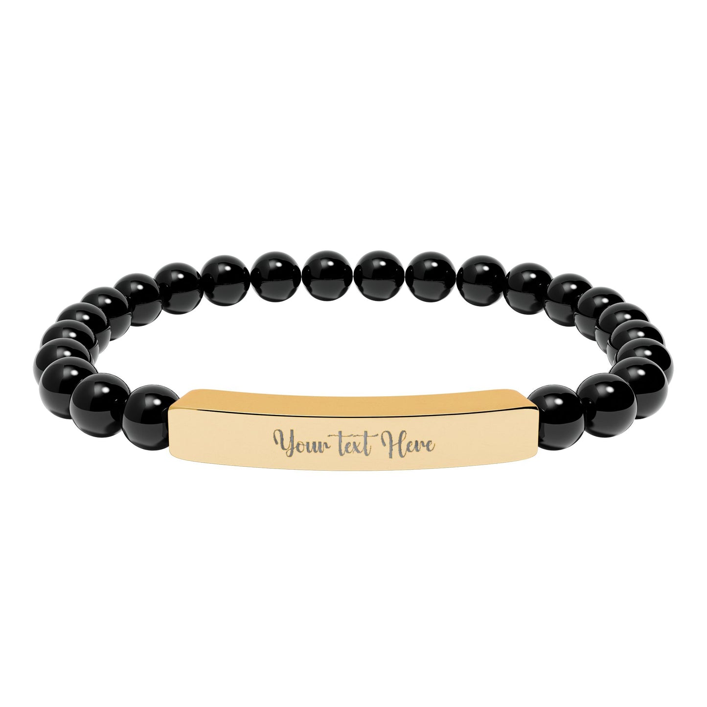 Engravable Natural Stone Stretch Bar Bracelet — Personalized Beaded Wristband