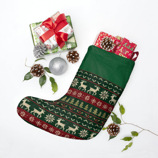 Personalized Classic Nordic Reindeer Christmas Stocking