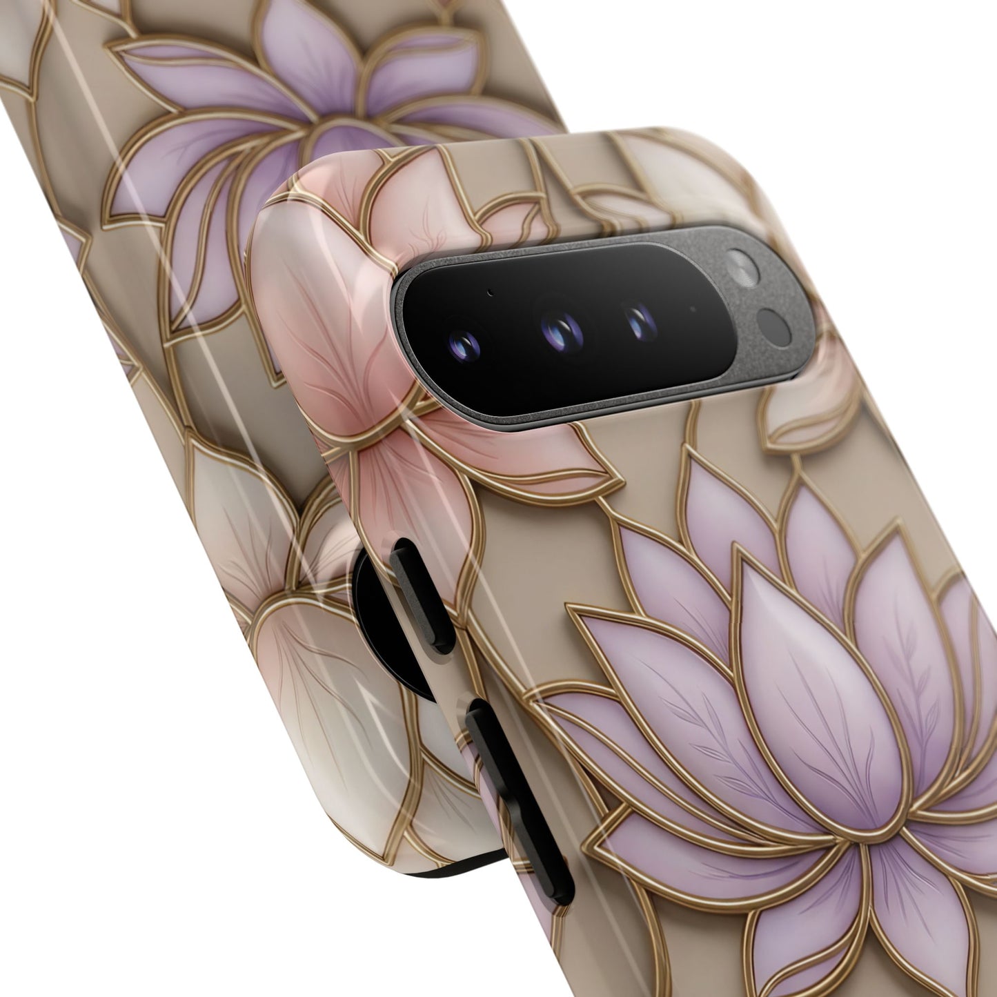 Personalized Lotus Floral Stained Glass Effect Tough Phone Case