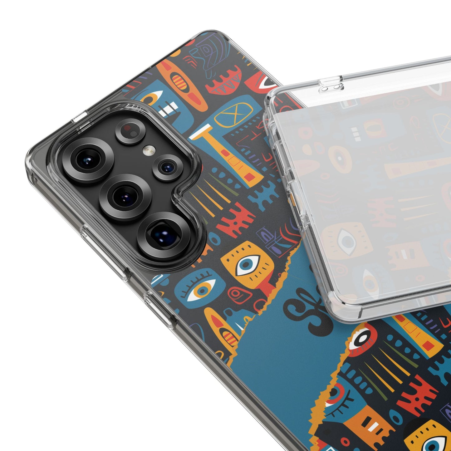 Phone Case — Colorful Abstract Faces Clear Impact-Resistant Case