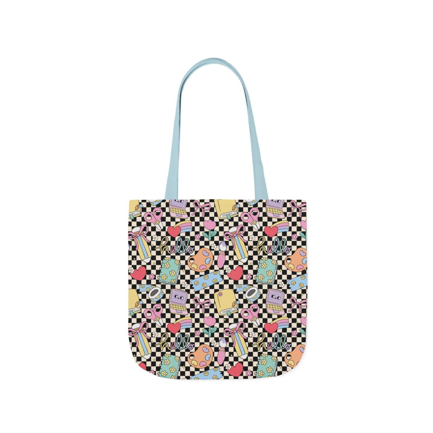 Personalized Black Doodle Daydream Composition Book Inspired Canvas Tote Bag with Colorful Straps, Cute School Bag, Eco-Friendly Tote, Back to School Shopping Bag, Teacher Gift Idea
