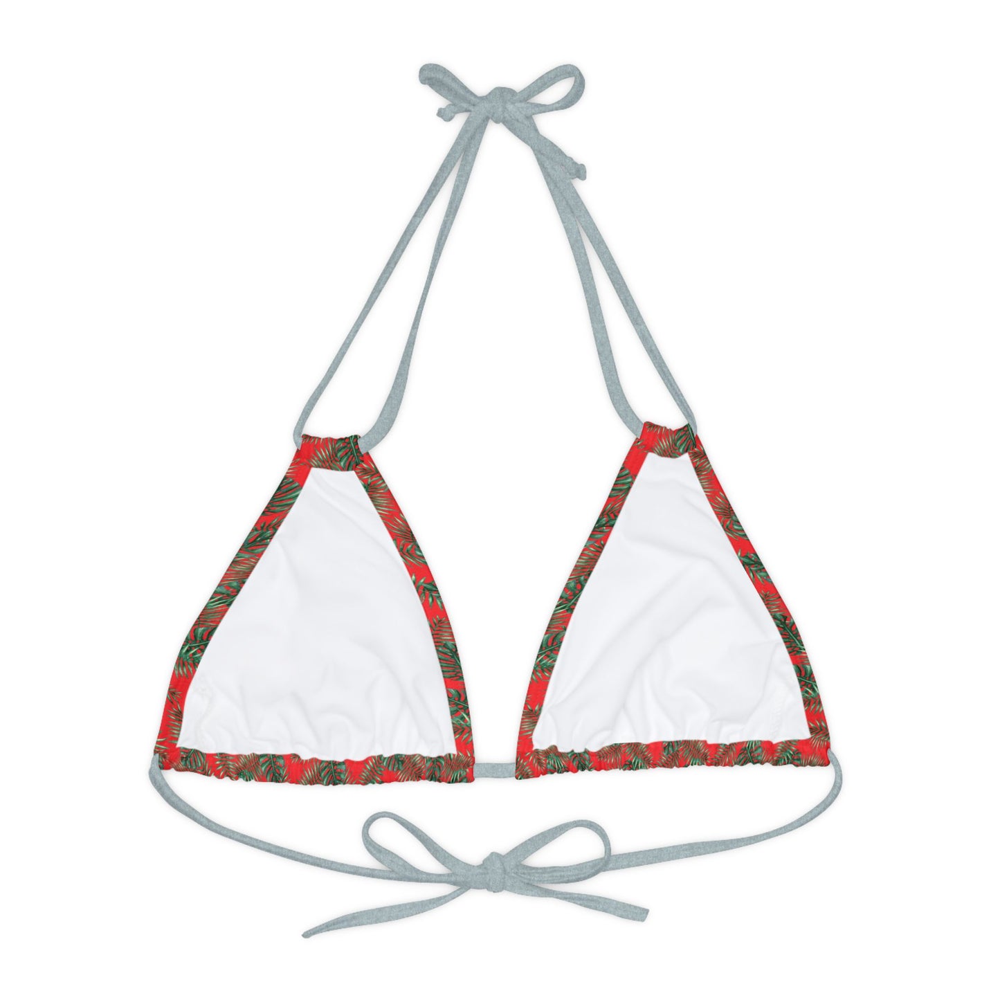 Red Tropical Bliss Strappy Triangle Bikini Top (AOP)- (PY)