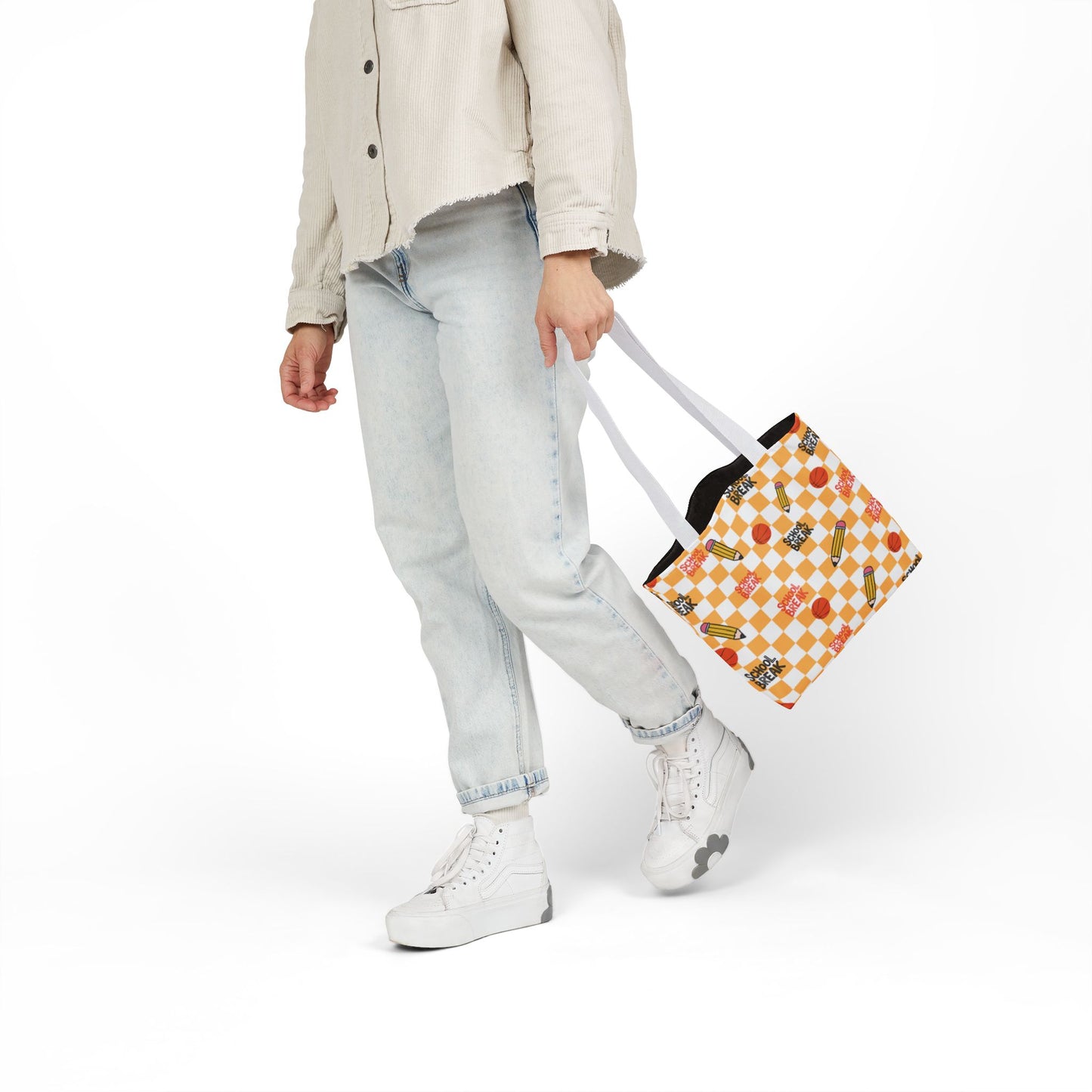 Personalized Orange Schoolyard Chic Composition Book Inspired Canvas Tote Bag with Colorful Straps, Cute School Bag, Eco-Friendly Tote, Back to School Shopping Bag, Teacher Gift Idea