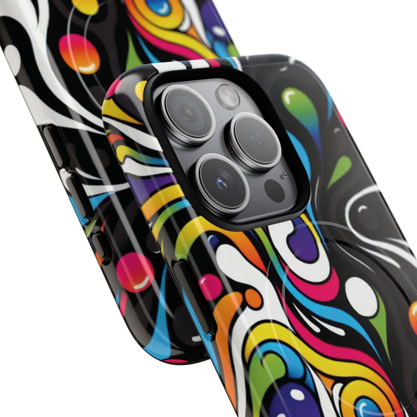Vibrant Yin Yang Pop Splash Tough Magnetic iPhone Cases, Bold Artwork, Customizable Protection, Gift for Tech Lovers, Colorful iPhone Accessories
