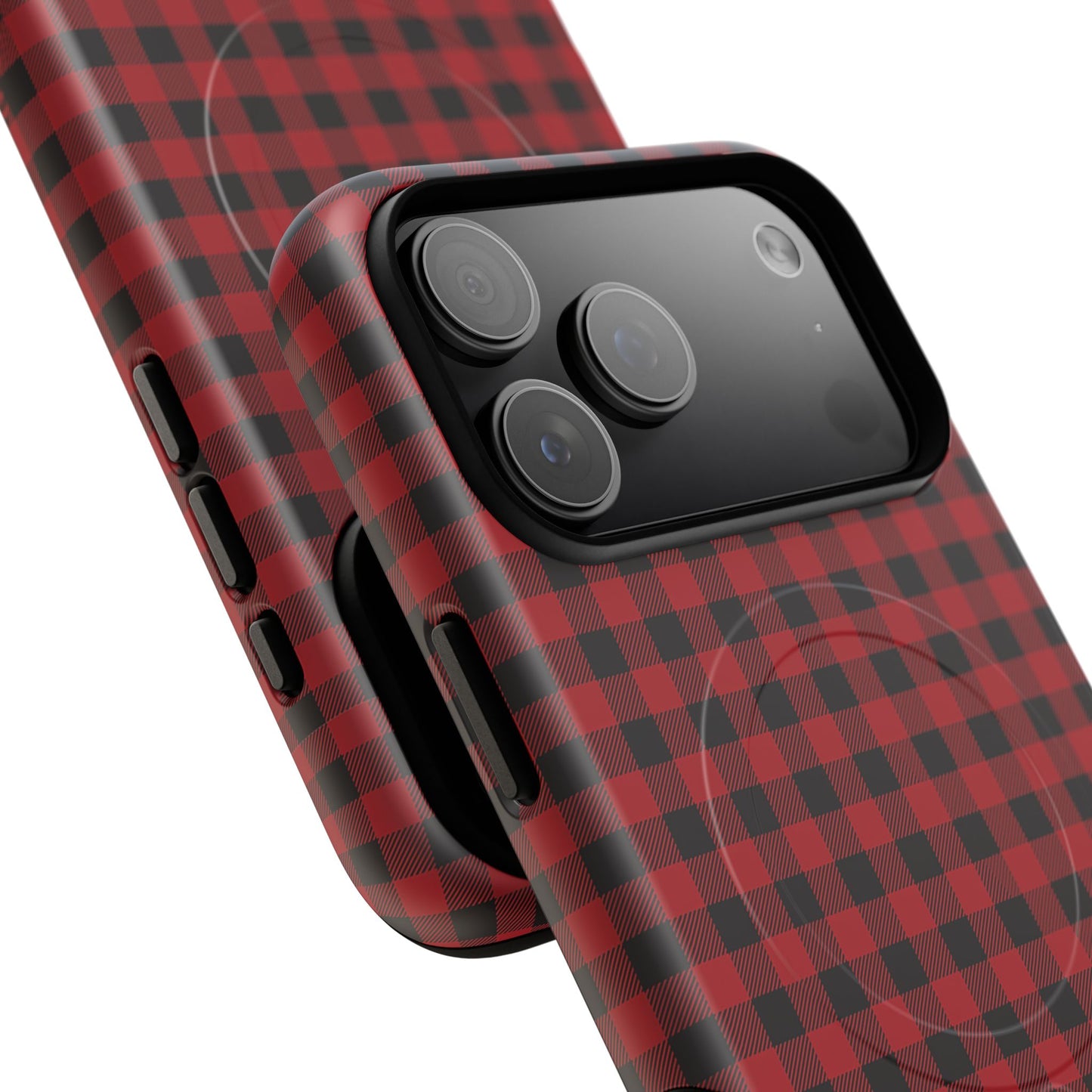 Tough Magnetic Phone Case - Red Plaid, Durable, Stylish Protection for iPhones, Gift for Outdoor Lovers, Unique Phone Cover