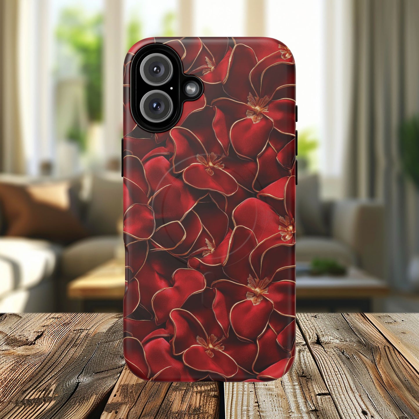 Crimson Bloom Tough iPhone Magnetic Case, Protective iPhone Case, Stylish iPhone Cover, Gift for Her, Mother's and Birthday Gifts, Unique Floral Accessories