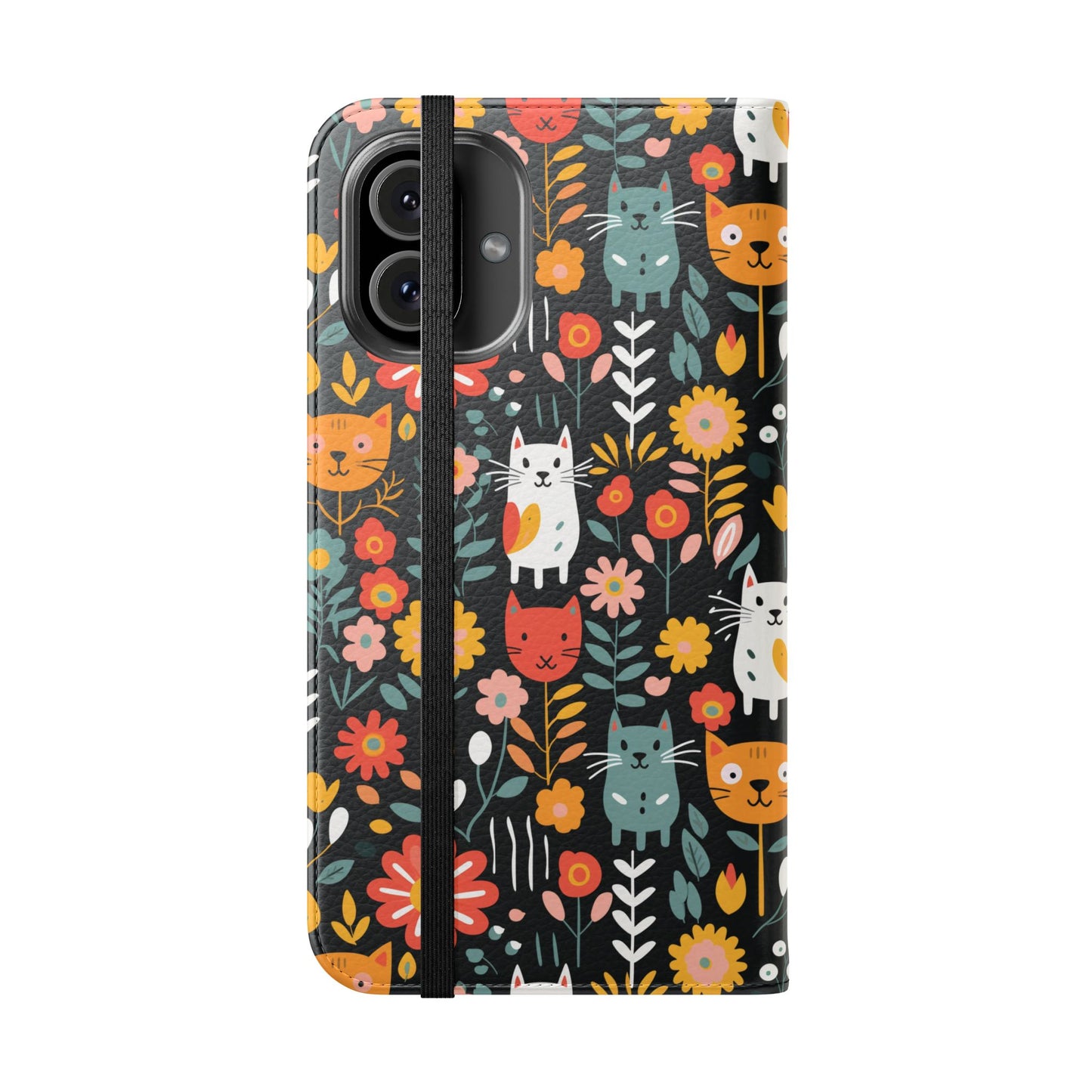 Whimsical Feline Garden iPhone and Samsung Flip Cases