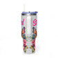 40oz Floral Butterfly Tumbler — Personalized "Name and Affirmation" Vacuum Insulated Cup