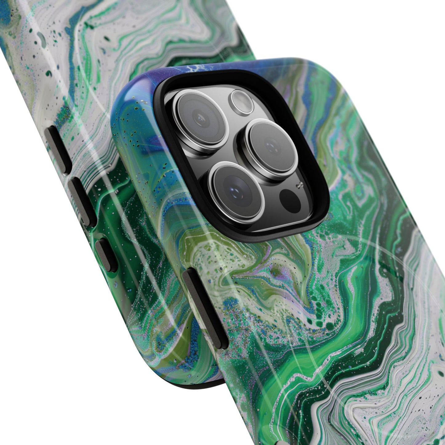 Marbled Tough iPhone Case, Magnetic Protector, Stylish Tech Accessory, Durable iPhone Cover, Unique Gift Idea
