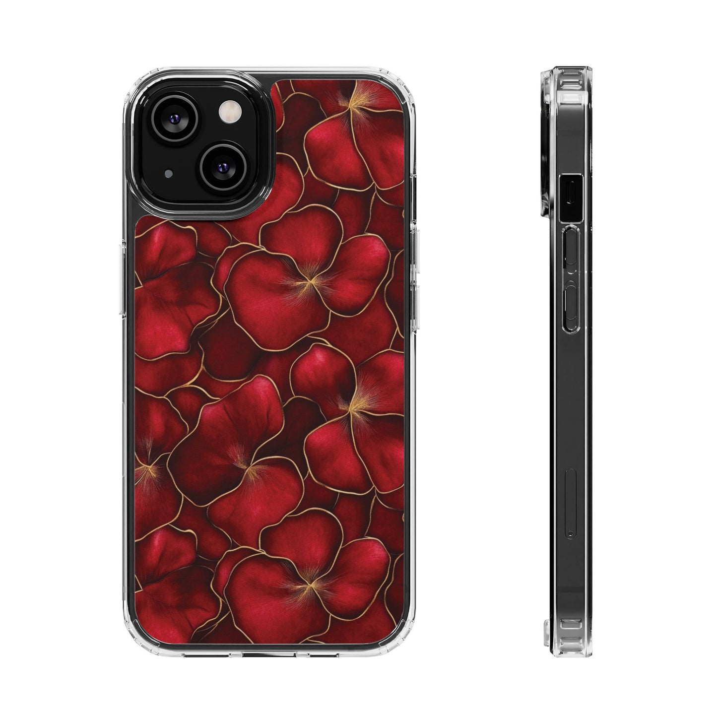 Velvet Petal Noir Floral Petal Clear Impact-Resistant iPhone and Samsung Case.