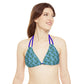 Blue Tropical Bliss Strappy Triangle Bikini Top (AOP)- (PY)