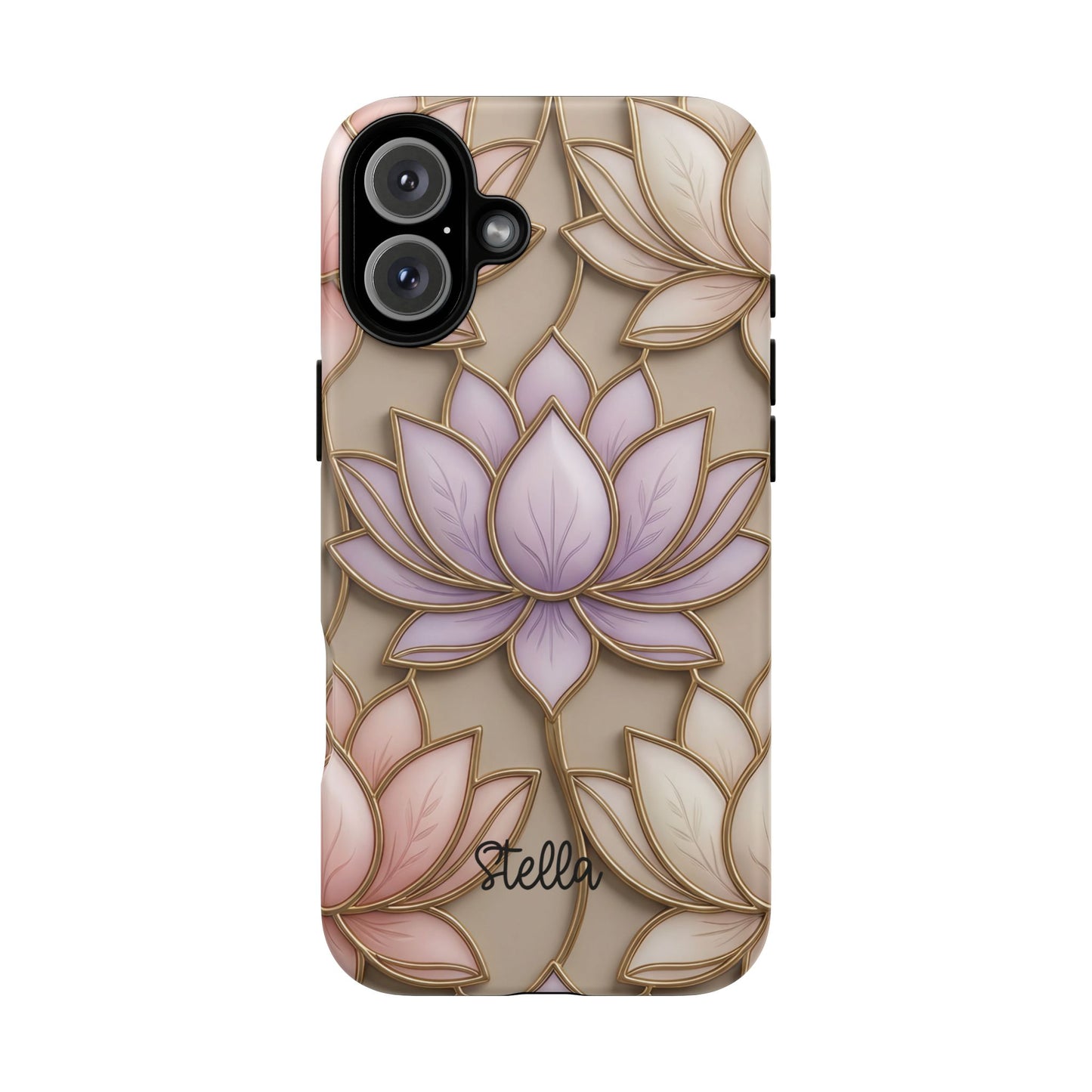 Personalized Lotus Floral Stained Glass Effect Tough Phone Case