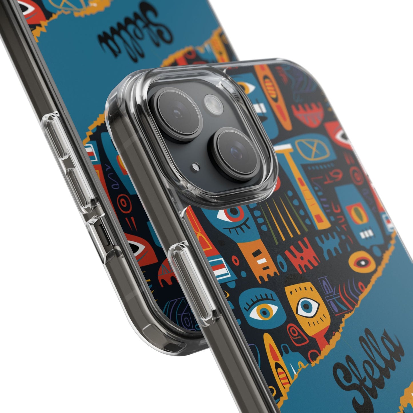 Phone Case — Colorful Abstract Faces Clear Impact-Resistant Case